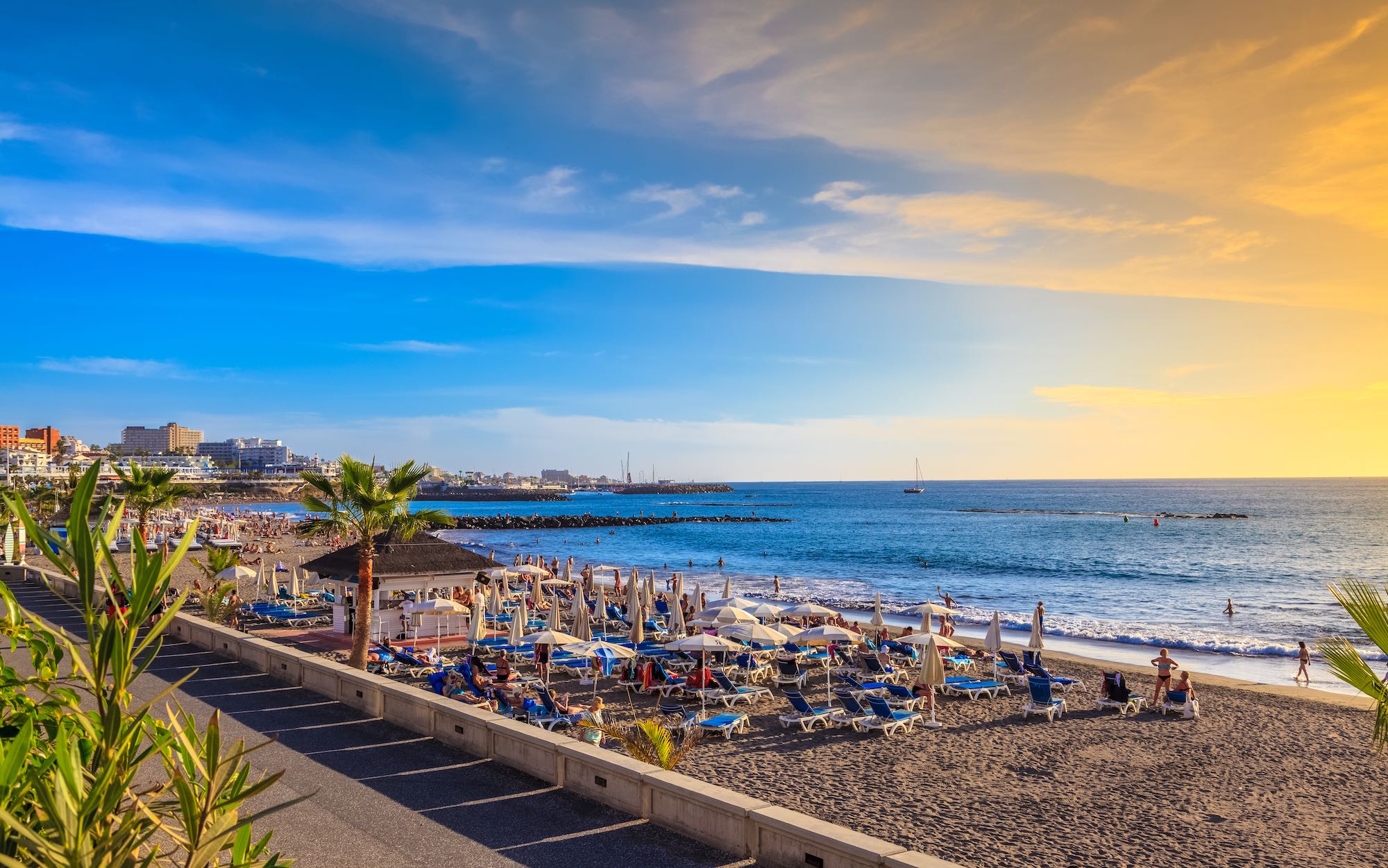 Fanabe beach of Tenerife island, in summertime. Spain Alanya Copyright © AdobeStock 311011290 muratart
